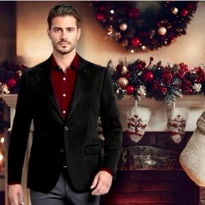 Nautica Branford Faux Suede Blazer Jacket Black • Size 40R • Soft Touch • NWOT